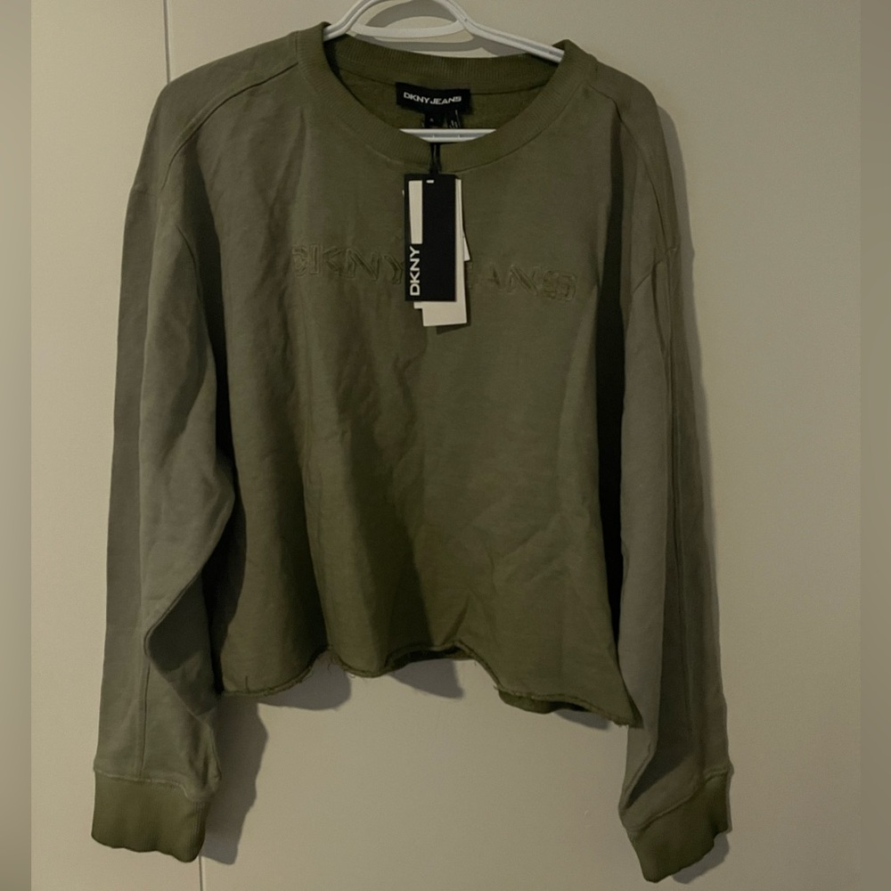 Dkny new cropped sweater green size XL